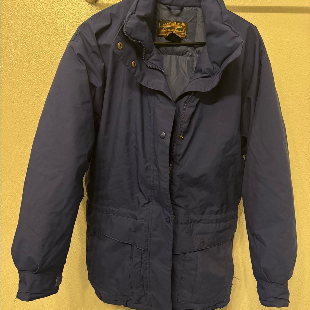 Eddie Bauer Men's Deep Blue Performance Jacket Goose Down Double Pockets